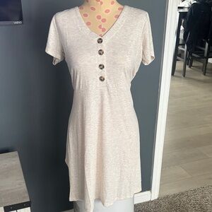 Pink Rose Cream Button-Front Dress
